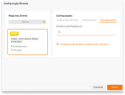 Tela Configuração Remota Equipamento